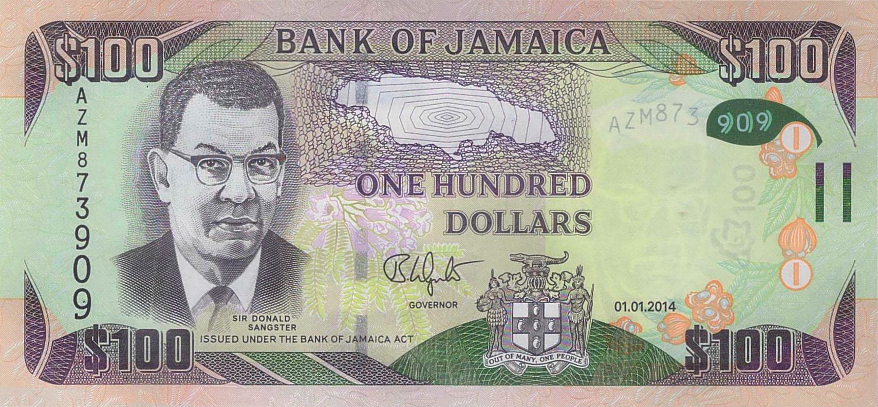 Jamaica 100 2014 UNC P-95